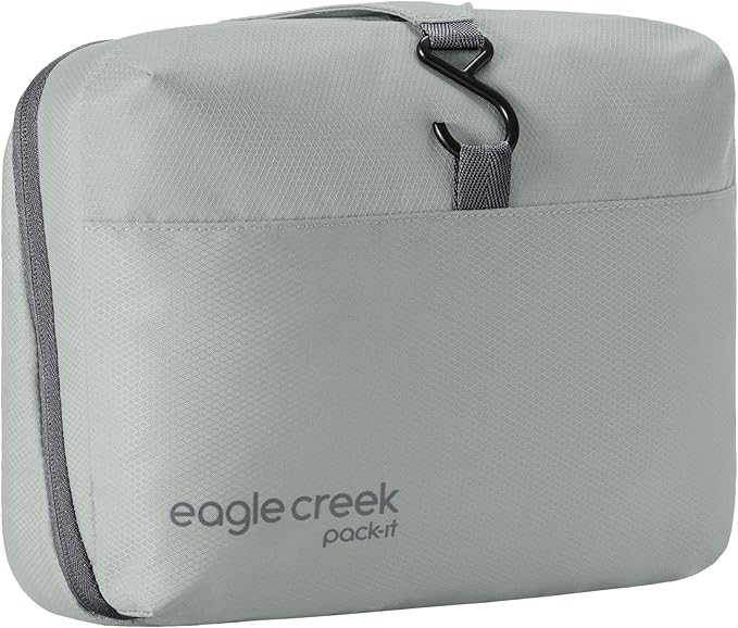 Eagle Creek Pack-It Hanging Toiletry Kit - Dual Compartment Toiletry Kit for Keeping Small Items Organized - Water Resistant - Top Grab Handle - Zipper Pouch - Storm Grey