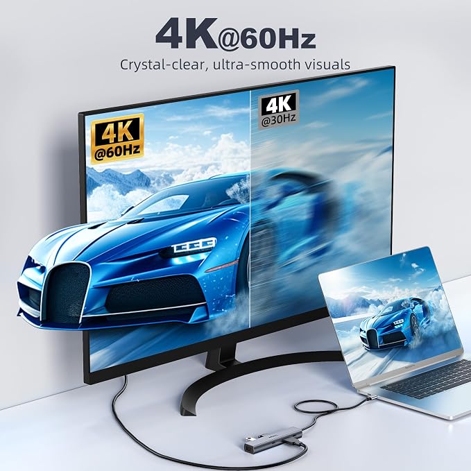 USB C Hub, intpw 6 in 1 USB C Multiport Adapter with 4K@60Hz HDMI, Gigabit Ethernet,100W PD, 5Gbps USB 3.0 Data Transfer, USB C Dongle for MacBook Pro/Air,iPad Pro and More