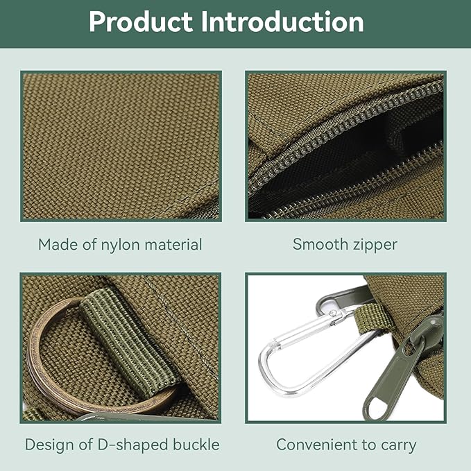 HERCHR Mini Size EDC Utility Pouch Bags First Aid Pouch Organizer Storage Pouch Waist Pack with Carabiner