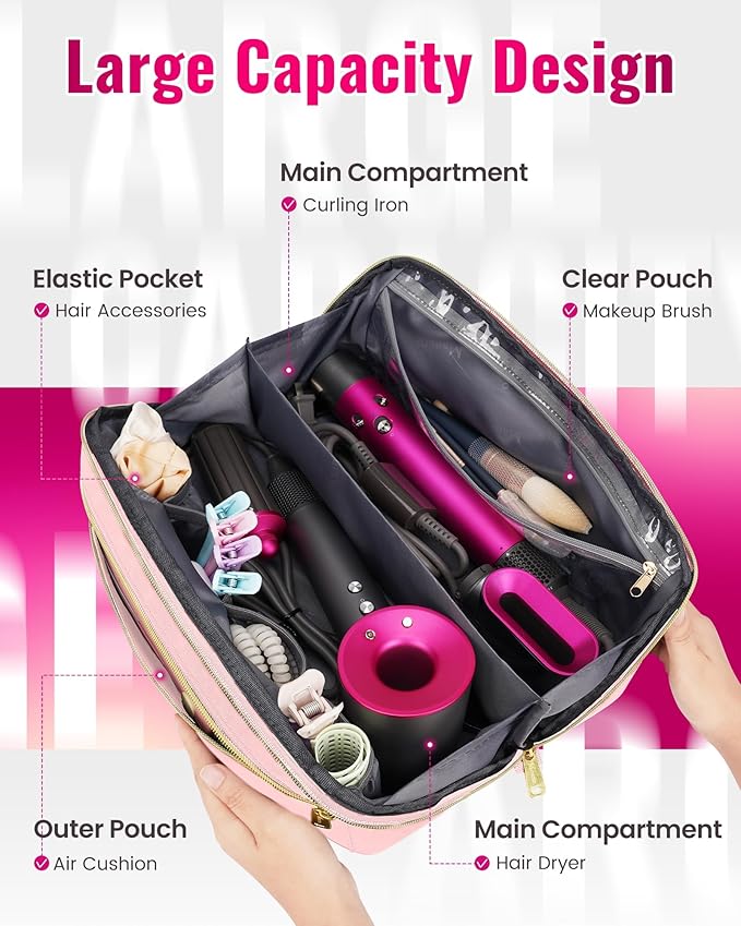 Mancro Hot Hair Tools Travel Bag with Separate Heat Resistant Mat, Large Capacity Wide-open Pouch, Hair Accessories Organizer for Flat Irons, Straighteners, Curling Iron,Travel Essentials for Women