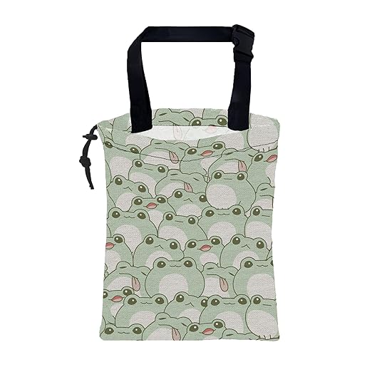 Car Garbage Bag Cute Frog Kiddie Hanging Canvas Car Trash Bag Waterproof Drawstring Car Back Seat Organizer for Car Back Front Seat Console with Adjustable Buckle