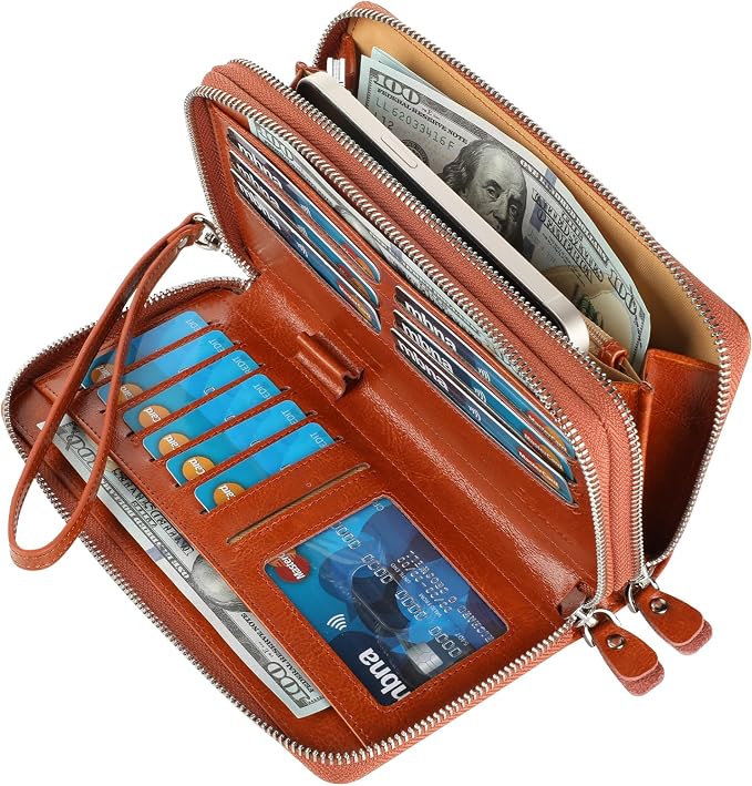 Lavemi Small Compact Women Wallet RFID Blocking Genuine Leather Bifold Purse with ID Windows