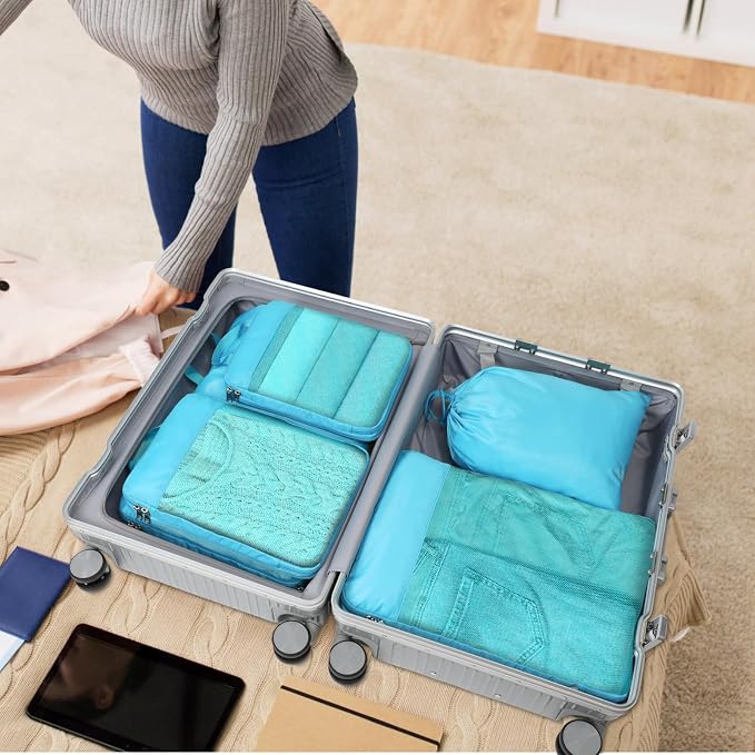 Cambond Compression Packing Cubes for Travel - Lightweight Expandable Travel Bags Luggage Organizers Travel Essentials Compression Cubes for Travel Space Saver for Carry on Suitcases Organizer