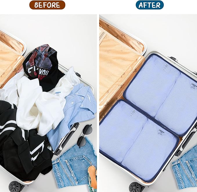 Packing Cubes Set, 2 Pcs Packing Organizers Set for Suitcases (Navy blue)