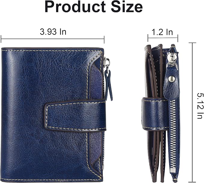 Lavemi Small Compact Women Wallet RFID Blocking Genuine Leather Bifold Purse with ID Windows