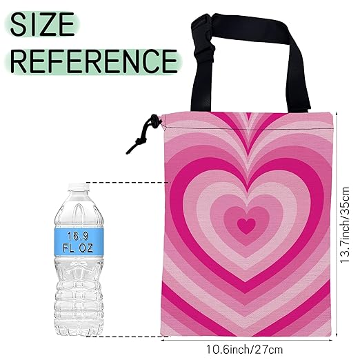 Pink Heart Car Garbage Bag,Romantic Heart Waterproof Small Car Trash Bag Hanging Back of Seat,Drawstring Hanging Car Trash Bag with Adjustable Buckle for Car Accessories