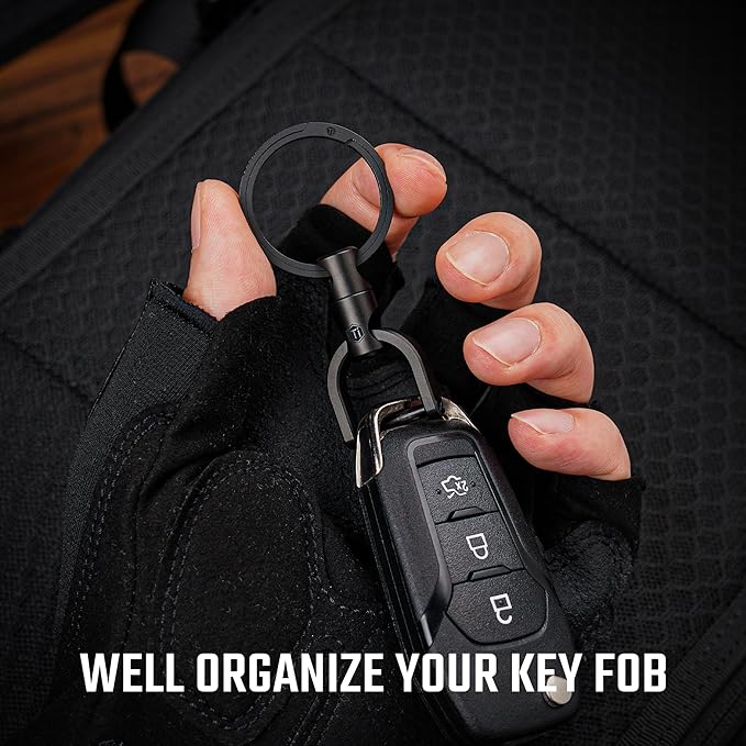 KeyUnity KM13 Swivel Keychain with D Ring Key Shackle, Titanium Rotatable Key Organizer
