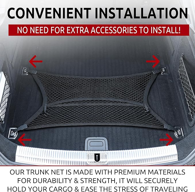 Floor Style Automotive Elastic Trunk Mesh Cargo Net for Audi A5 (F5) 2018-2025 - Premium Trunk Organizer and Storage - Luggage Net for Coupe - Best Car Organizer for Audi A5 Sportback