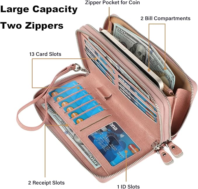 Lavemi Small Compact Women Wallet RFID Blocking Genuine Leather Bifold Purse with ID Windows