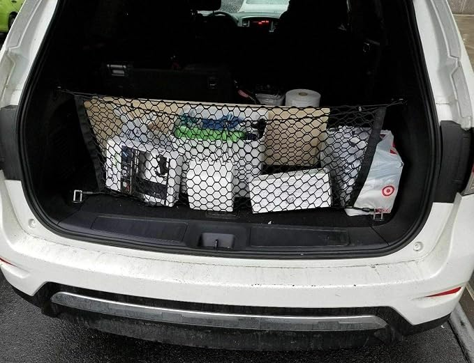 Trunk Organizer Cargo Net for Nissan Pathfinder 2013-2023–Envelope Style Cargo Net for SUV-Premium Mesh Car Trunk Organizer Vehicle Carrier Storage–Compatible with Nissan Pathfinder