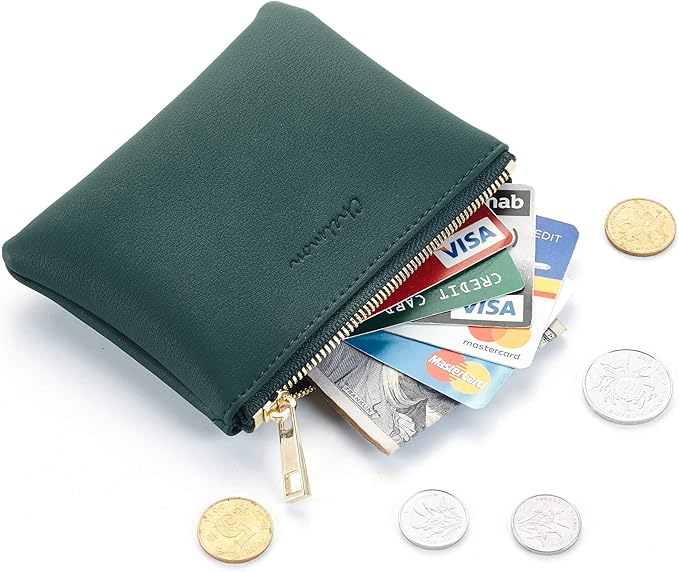 Chelmon Vegan Leather Coin Purse Pouch Change Purse With Zipper For Men Women