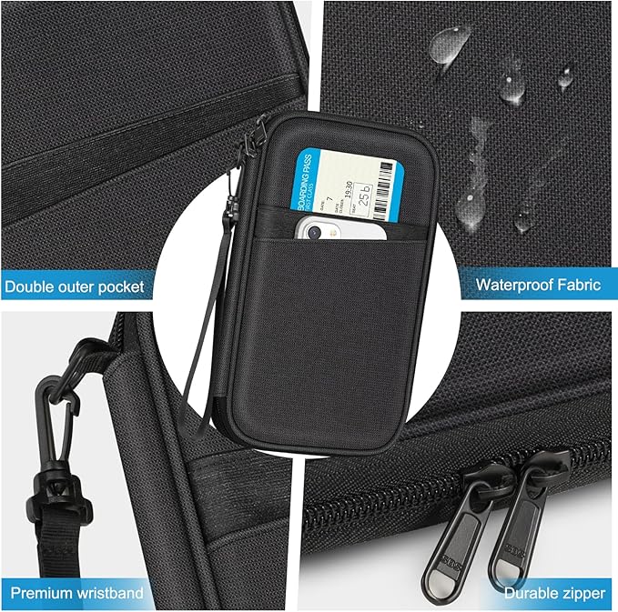 FINTIE Family Passport Holder for Travel, 6 People Big Capacity RFID Blocking Travel Document Organizer Clutch Bag with Pen Holder Keychain Credit Cards Case Cover for Women Men, Black