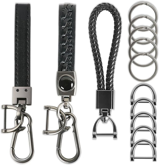3 Pack Leather Keychain Heavy Duty Key Chains for Car Keys Universal Leather Key Chain for Men Key Fob keychain Holder