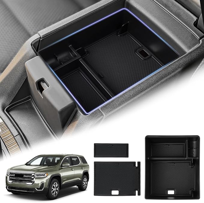 Sunsdrew Center Console Organizer for GMC Acadia 2017-2023 Accessories Acadia SL SLE SLT Denali AT4 Armrest Insert Console Tray ABS Organizer Armrest Storage Box