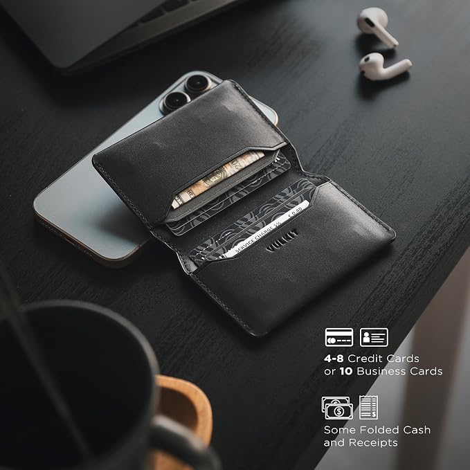 VULKIT Slim Minimalist Card Holder RFID Blocking Leather Credit Card Holder Front Pocket Wallet Magnetic Closure
