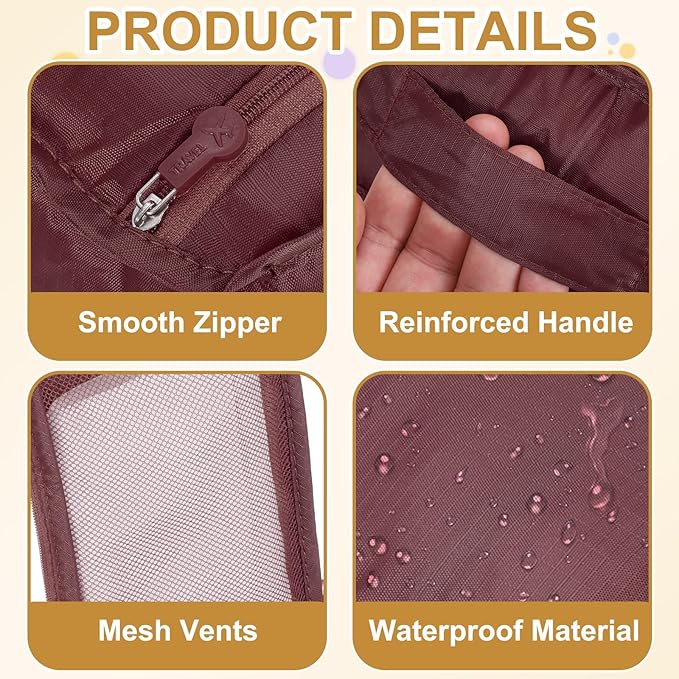 Foldable Travel Shoe Bag, Waterproof Shoe Pouches Organizer with Handle Travel Packing Cubes -Fitting for Storing (Sneakers/Sandals/Fitness Shoes) 2 Pcs & Dark Red/Navy Blue