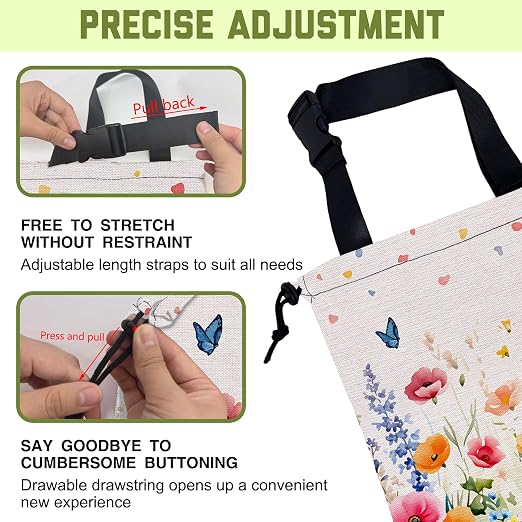 Car Trash Bag Watercolor Wildfloral Butterfly Hanging Drawstring Car Organizer and Storage Bag with Adjustable Buckle Canvas Garbage Bin for Back Seat or Hanging Headrest Road Trip Essentials