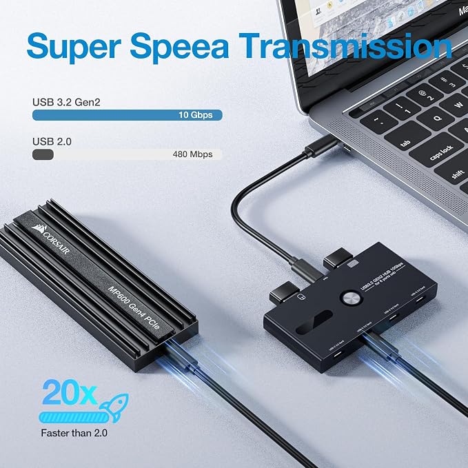 10Gbps USB C Hub, 6 Ports Type C Splitter, USB Type C to USB C/A Adapter for PC, Laptop, MacBook Pro/Air, iMac, Surface Pro, Chromebook, Etc(HUB ONLY, Not Support Charging/Monitor)