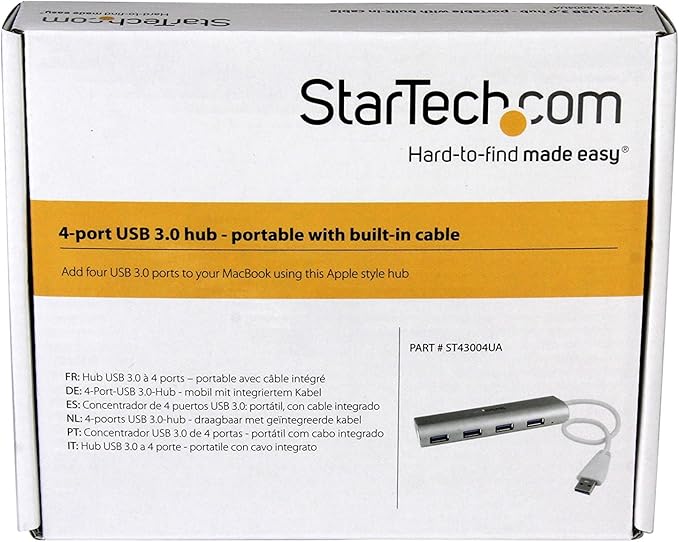 StarTech.com 4-Port USB Hub, USB A to 4x USB-A Ports, USB 3.2 5Gbps, Bus-Powered, Portable Laptop Hub Expansion