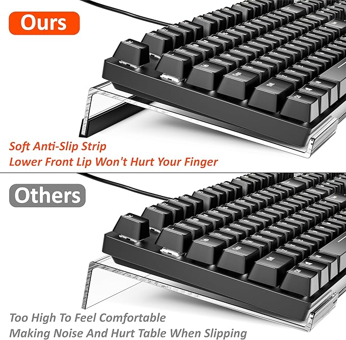 Computer Keyboard Stand PC Keyboard Stand, Acrylic Tilted Keyboard Stand for Ergonomic Typing Clear Keyboard Tray for Easy Typing and Working, Keyboard Holder with Silicone Non-Slip Case