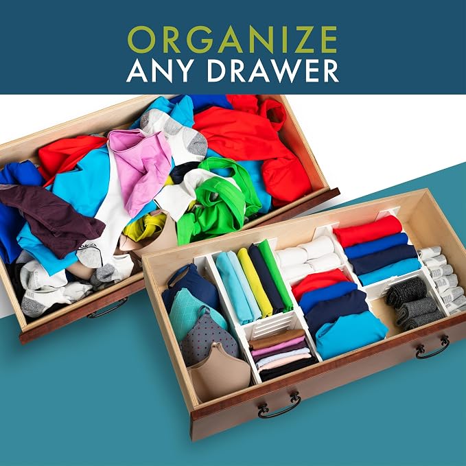 Dial Industries Dresser Drawer Dividers, 4 Pk + 3 Cross Dividers, 4.5" Deep