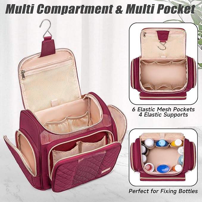 Tealari Large Toiletry Bag for Women Men,Bathroom Bag,Water Resistant Shower Bag,Makeup Bag,Portable Shower Caddy for College Dorm,Hanging Travel Toiletry Bag with Transparent Waterproof Phone Pocket