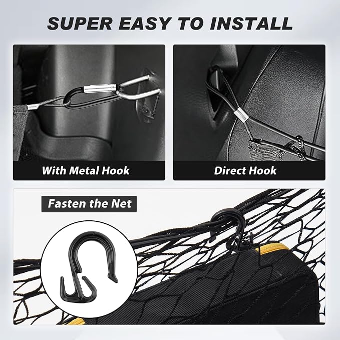 Truck Bed Cargo Net for Toyota Tundra 2022-2026, Envelope Style Pickup Truck Bed Net for Tundra Accessories, Upgraded Trunk Cargo Net Storage Bag with Metal Carabiners