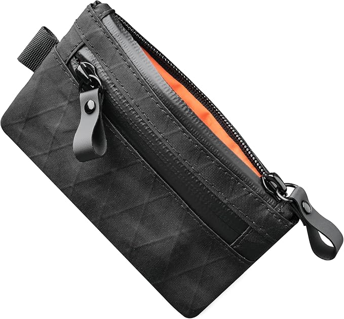 ALPAKA Zip Pouch Black X-Pac- RFID-Blocking Small Cash and Card Zip Wallet with Carbon Neutral, Weatherproof Fabrics, YKK Zipper, EDC Pouch for Men Travel