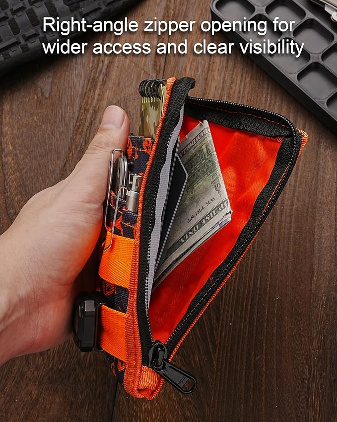 VIPERADE VE36 EDC Pouch Pocket Organizer, Slim EDC Pocket Organizer with Zipper, Tactical Pouch for Flashlight, Multitool, Pen, Notebook, Compact EDC Gear Pouch