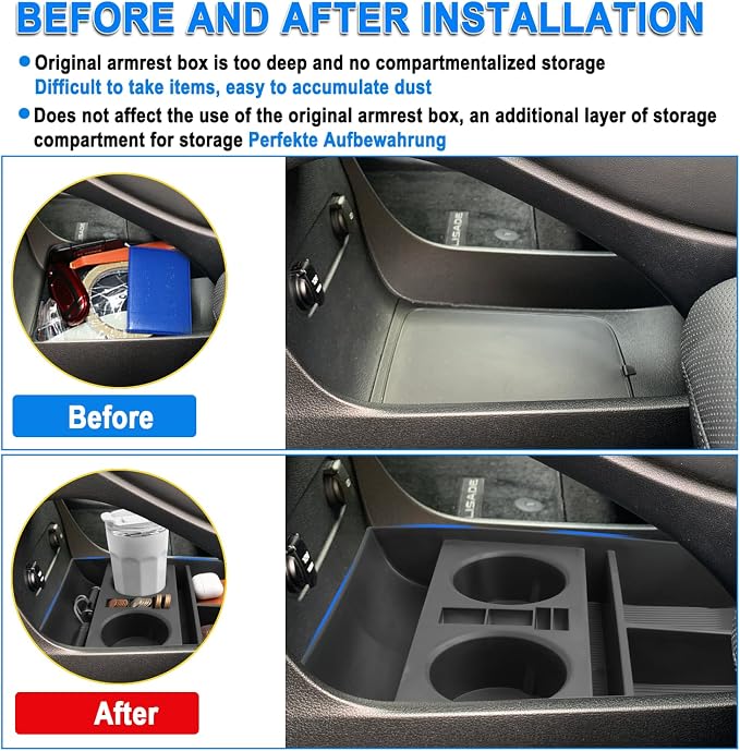 SHAOHAO 2024 2025 Palisade Lower Organizer Tray for 2023 2024 2025 Hyundai Palisade SE, SEL, XRT, Limited, Calligraphy Under Organizer Palisade 2024 2025 Accessories Insert Storage with Cup Holder