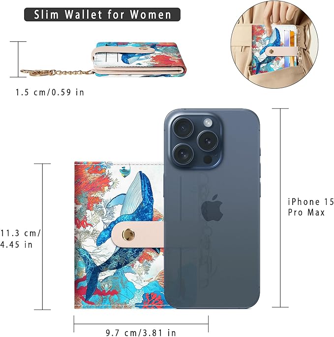 Airkit Small Wallets Woman RFID Blocking Leather Credit Card Holder - with ID Window - Card Wallets for Women - with Zipper Coin Purse - Keychain Wallet
