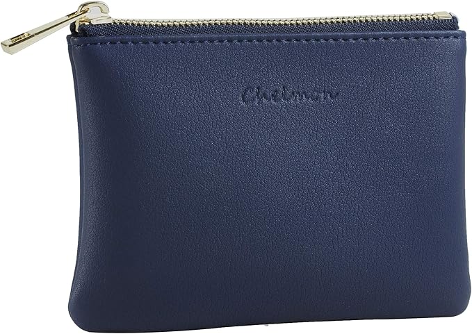 Chelmon Vegan Leather Coin Purse Pouch Change Purse With Zipper For Men Women