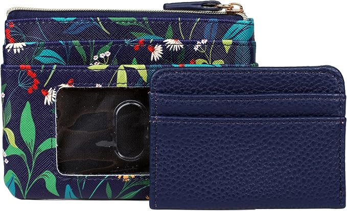 Julia Buxton Vegan Leather Wallet with Zipper, ID Windows, RFID Blocking, Card Slots & Key Ring, Compact Coin & Card Holder Case, Gift Idea,Garden Breeze
