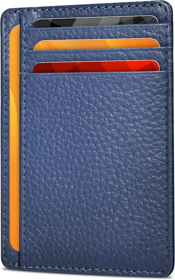 Oak Leathers Leather Slim Minimalist Wallet for Men & Women RFID Front Pocket Leather Card Holder Wallets (Purple)