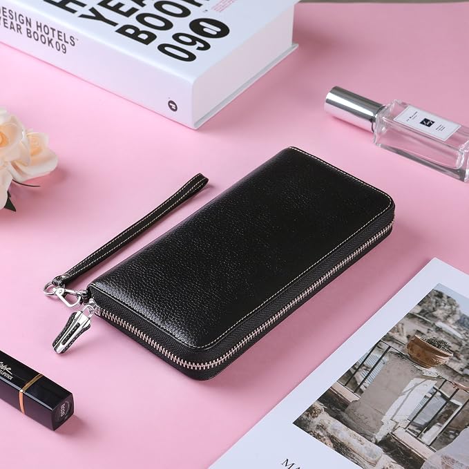 Lavemi Small Compact Women Wallet RFID Blocking Genuine Leather Bifold Purse with ID Windows