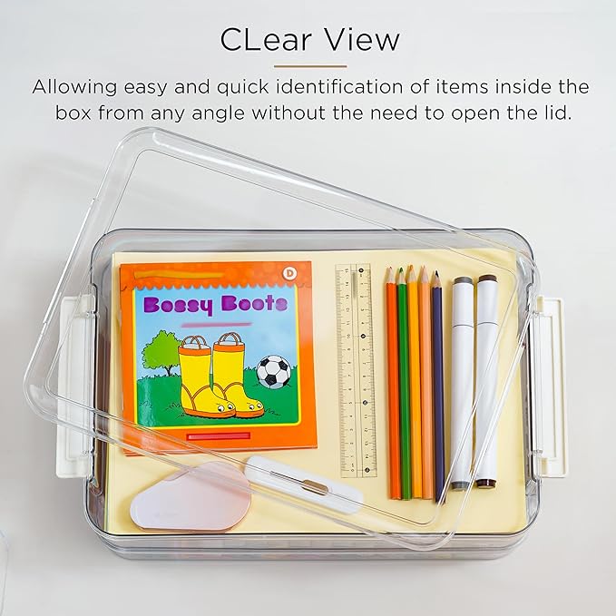 Citylife 3 PCS 9 x 13 Plastic Storage Bins with Lids and Latches, Portable Art Supply Storage Organizer, Paper Storage Box for Organizing A4 Paper, Letters, Documents, Art Supplies, and Crafts