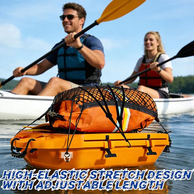 Cargo Net Kit 20.5"X29.1" Attachable Storage Net with 2 Stretchable Straps and 4 Hooks Elastic Black Mesh Net Cargo Netting Multi-Purpose Trunk Net for Cooler Trunk Boat Snowmobile