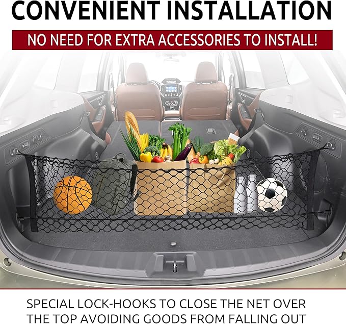 Envelope Style Automotive Elastic Trunk Mesh Cargo Net for Subaru Forester (SK) 2019-2026 - Premium Trunk Organizer and Storage - Luggage Net for SUV - Best Car Organizer for Subaru Forester