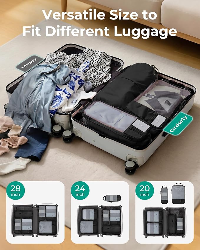 BAGSMART 6 Set /4 Set/2 Set Compression Packing Cubes for Travel, Lightweight Luggage Organizer Bags, Durable Space Saver Bags Travel Essentials