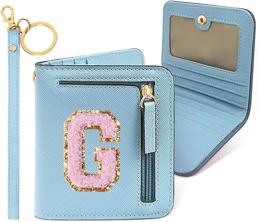 COSHAYSOO Personalized Easter Basket Stuffer Birthday Graduation Appreciation Thanksgiving Gifts for Girls 7 8 9 10 11 12 13 14 year old RFID Wallet Blue Small Initial Letter G