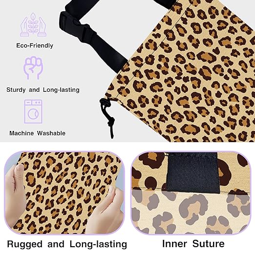 Car Trash Bag Hanging Brown Leopard Print Car Trash Can for Back Seat Waterproof Car Garbage Can with Adjustable Straps and Drawstring for Car Accessories Vehicle Travelling Camping