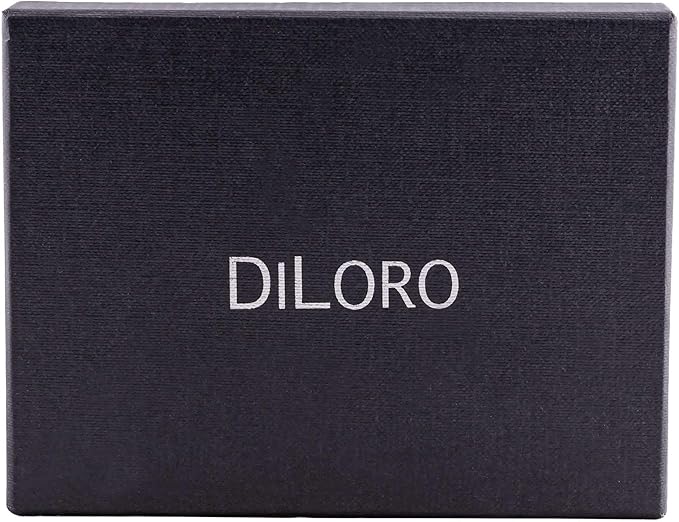 DiLoro Mens Wallet Full Grain Genuine Leather Slim Minimalist Front Pocket Bifold Soft Nappa RFID Protection Black