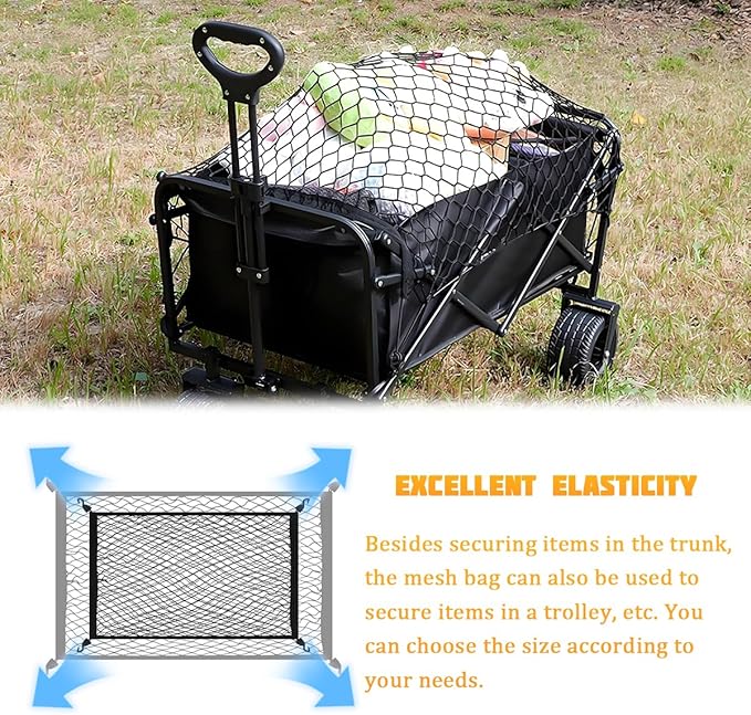 Car Cargo Net, 39.37" × 23.62" Adjustable Elastic Vehicle Trunk Cargo Storage Net with Hooks, Stretchable Mesh Automotive Trunk Organizers, Universal for SUV Motorhome Pickup