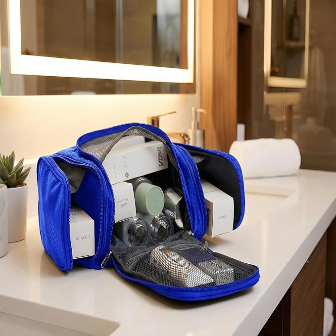 Bago Travel Toiletry Bag for Women and Men - Large Waterproof Hanging Large Toiletry Bag for Bathroom and Travel Bag for Toiletries Organizer - Makeup Bag (DeepBlue)