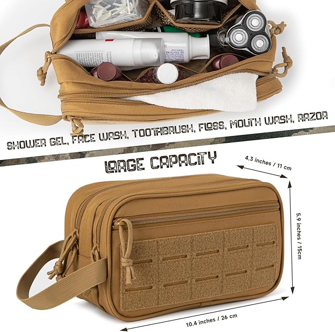 QT&QY Tactical Toiletry Bag For Men Hygiene Bag EDC Military Tool Molle Pouches Small Dopp Kit Mens Shaving Kit Travel shower Bags