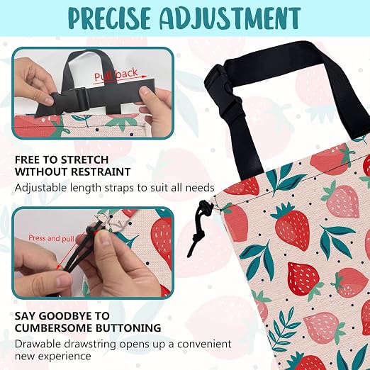 Car Garbage Bag Strawberry Berries and Leaves Hanging Canvas Car Trash Bag Waterproof Drawstring Car Back Seat Organizer for Car Back Front Seat Console with Adjustable Buckle