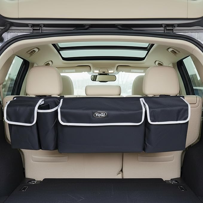 YoGi Prime Trunk Organizer for Suv | Hanging Trunk Organizer, Cars Trunk Organizers | Waterproof, 4 Pocket Backseat Storage Solution | Easy Install, Durable and Versatile