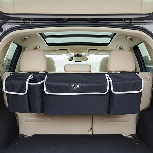 YoGi Prime Trunk Organizer for Suv | Hanging Trunk Organizer, Cars Trunk Organizers | Waterproof, 4 Pocket Backseat Storage Solution | Easy Install, Durable and Versatile