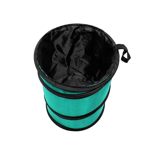 FH Group Automotive Waterproof Portable Collapsible Small Trash Can Garbage Container fits Most Cars,Polyethylene, SUVs, and Trucks Mint Universal fit