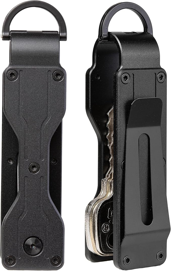 Compact Metal Key Organizer Minimalist Key Holder Secures 1-5 Keys | Durable solid metal key case, slim pocket design, safely holds up to 5 keys, lightweight portable daily keychain accessory